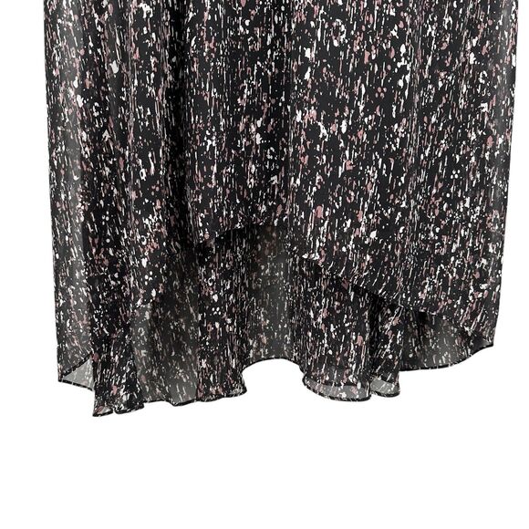 Simply Vera XXL Midi Dress Black Chiffon w/ Slip Black Pink Smocked Hi-Lo Party - Picture 6 of 10